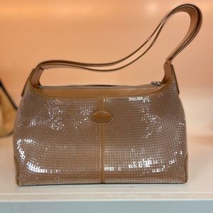Tods Sequin Tan Shoulder Bag